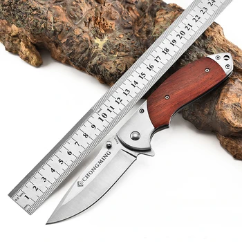 Качественный складной нож с дамасским лезвием и деревянной ручкой Охотничьи ножи для выживания в кемпинге Тактический Карманный нож для улицы EDC Tools
