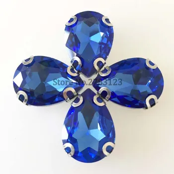 Каплевидный светло-голубой D-образный коготь AAA + Стеклянный кристалл, пришитый стразами 8x13 мм 10x14 мм 13x18 мм 18x25 мм
