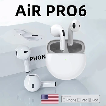 Оригинальные беспроводные Bluetooth-наушники Air Pro 6 TWS Mini Pods Earbuds Earpod Гарнитура для Xiaomi Android Наушники Apple iPhone