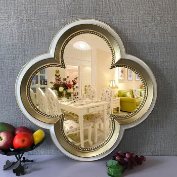 Креативное настенное зеркало в форме клевера в европейском стиле в стиле ретро, Декоративное зеркало, зеркало для ванной комнаты, косметическое зеркало