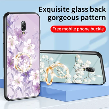 Чехол для телефона из закаленного стекла Samsung Galaxy J8 J7Pro J6 J5Prime, красочный чехол в виде цветка с магнитным кольцом и пряжкой