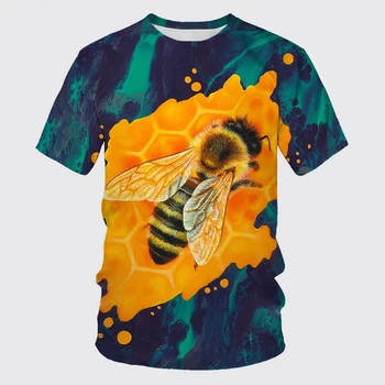 Летняя мужская одежда с графической 3D-печатью Bee, Модный Повседневный Свободный топ в стиле Хип-Хоп С Коротким рукавом.