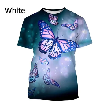 Новая женская футболка с коротким рукавом и принтом бабочки, красивая уличная одежда в стиле харадзюку, разноцветное насекомое, топ, футболка