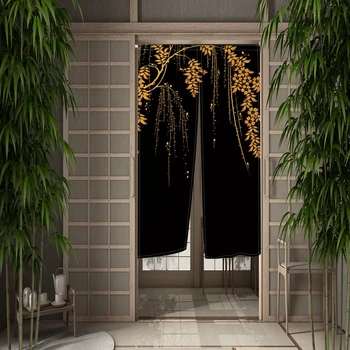 Черный золотые цветы, занавес двери кухня, занавес двери японский укие-э живопись раздела пелерина входом висит пол-Curtai
