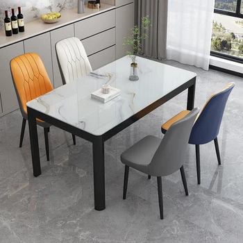 Небольшая квартира современная простая столовая в ресторане сочетание обеденного стола и стульев на 4 персоны прямоугольный обеденный стол на 6 персон