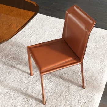 Обеденный стул Nordic Light с роскошным кожаным седлом и современной простой спинкой, стул минималистского дизайна