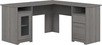 Cabot 60-дюймовый письменный стол L-образной формы, современный серый