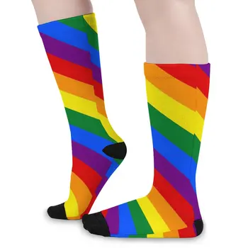 Чулки с радужным флагом гей-прайда ЛГБТ, Женские носки в полоску, мягкие дышащие Корейские носки, нескользящие носки для скалолазания, подарок на день рождения