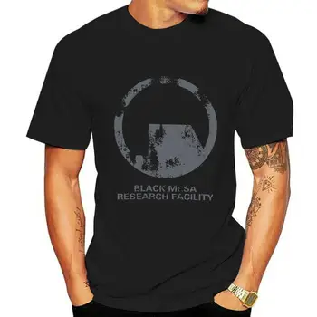 Мужская футболка Half Life 2 - Потертое черное изображение логотипа исследовательского центра Mesa