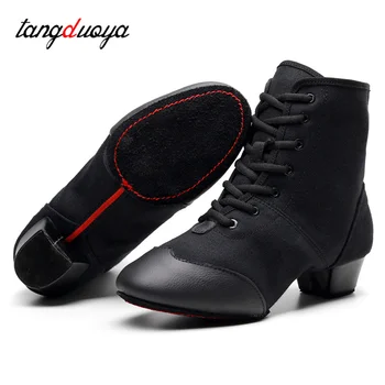 Обувь для танцев Сальсы, женская обувь для латиноамериканских танцев, Высокие ботинки для джазовых танцев, каблуки 3,5 см, уличные кроссовки для бальных танцев для взрослых женщин