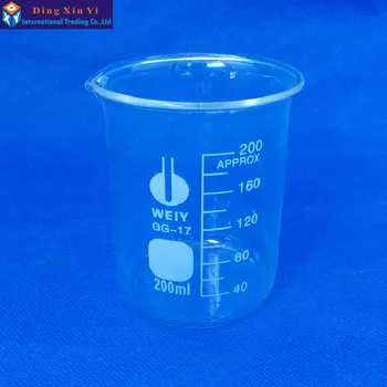 200 мл химический лабораторный стакан из боросиликатного стекла, 1 шт.