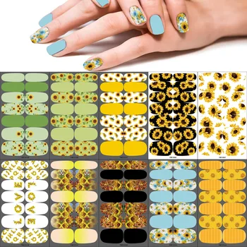 Новые наклейки для ногтей с цветочным рисунком подсолнуха 2022 Летние Цветы Маргаритки Наклейки для ногтей Фольга для оптовой продажи Бесплатная Доставка