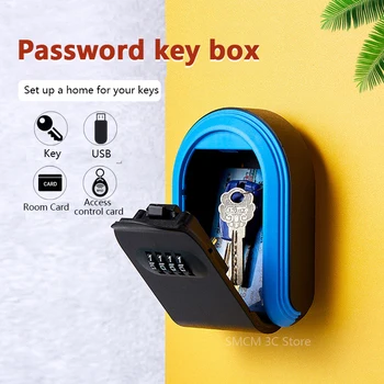 Наружное настенное крепление для хранения ключей, полностью пластиковая прочная поворотная кнопка, дверное крепление, 4-значный кодовый замок для ключей