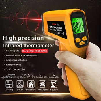 -50 ~ 530 ℃, Ручной лазерный инфракрасный термометр 12: 1, Бесконтактный Цифровой Измеритель температуры, ЖК-термометр