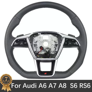 Для Audi A6 A7 A8 S6 RS6 RS7 Спортивное рулевое колесо с плоским дном и подогревом с логотипом S в сборе