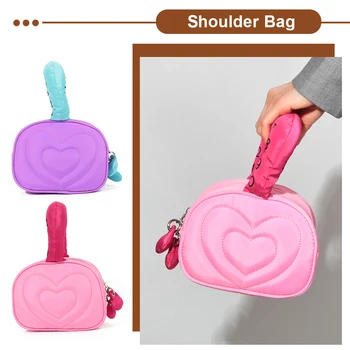 Женская стеганая сумка в виде сердца, стеганый кошелек для хранения с контрастным цветом, с буквенным принтом на молнии для ежедневного использования девушками женского пола