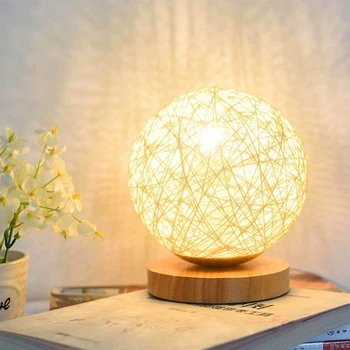 Светодиодная настольная лампа для чтения с ротанговым шариком, USB-зарядка, современная прикроватная тумбочка для спальни, освещения гостиной, украшения дома