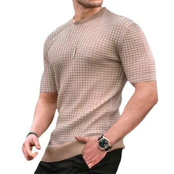 Мужская летняя Маленькая Квадратная футболка С круглым вырезом, Повседневная футболка Европейского размера