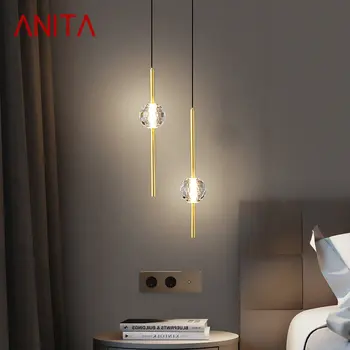 Современная медная подвесная люстра ANITA LED 3 цвета, латунь, Золото, подвесные светильники с кристаллами для современной домашней спальни