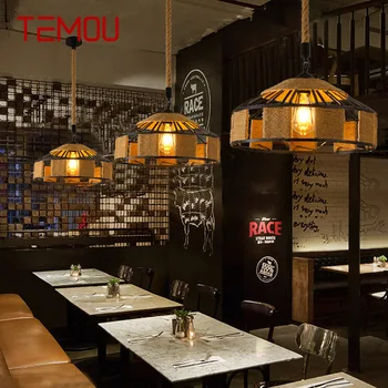 Канатная люстра TEMOU в американском стиле в стиле ретро, ностальгический лофт, промышленный стиль, интернет-кафе, ресторан, магазин горячих напитков, подвеска