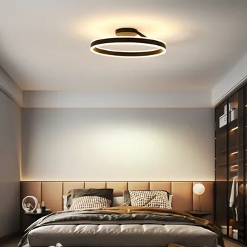 Скандинавская минималистичная светодиодная люстра с регулируемой яркостью для спальни, гостиной, прохода, кабинета, Балкона, люстры с круговым освещением