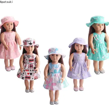 Комплект одежды для куклы с цветочным рисунком в сельской местности для 18-дюймовой американской куклы, платье с цветочным рисунком, шляпа, наряды, аксессуары для кукол 1/4, детские игрушки