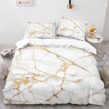 Комплект постельного белья из белого золота с абстрактной мраморной текстурой Для мальчиков и девочек Twin Queen Size Пододеяльник Наволочка Кровать для детей и взрослых