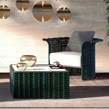 Повседневный ротанговый стул комбинация мебели из ротанга Скандинавский дизайнерский садовый диван под открытым небом