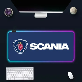 Scanias Truck Led RGB Клавиатура для ПК, коврик для мыши, коврики для мыши со светодиодной подсветкой, резиновый коврик для мыши для игрового компьютера