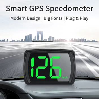 Универсальный автомобильный HUD Головной дисплей Спидометр GPS Шрифт Цифровой Измеритель скорости Часовой датчик Автомобильные Аксессуары