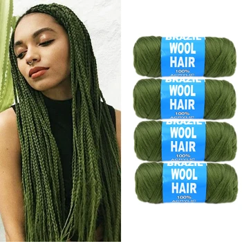 Наращивание волос из синтетической бразильской шерсти для женщин, плетение из африканской пряжи, сенегальские косички-скрутки, гигантские косички для волос, розово-красные