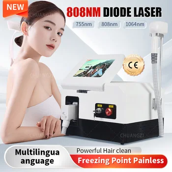 Новейший портативный 808-диодный лазер для перманентной эпиляции 2024 года, косметический аппарат для удаления волос на теле, нежная кожа