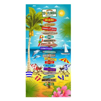 Крутые достопримечательности острова Флорида, Пляжные полотенца для взрослых, Забавный плакат с картой Флориды, полотенце для плавания и серфинга, летний подарок