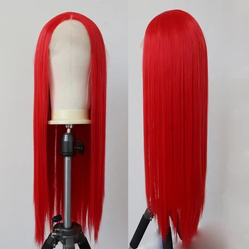 Ярко-красные синтетические парики для женщин, Мягкий Длинный прямой синтетический парик на кружеве, парики для косплея Трансвеститов
