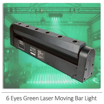 YUER 6 Eye Green Laser Bar Beam Lighting Проектор с Движущейся Головкой DMX DJ Disco Party Club Рождественское Освещение Сценический Эффект В помещении