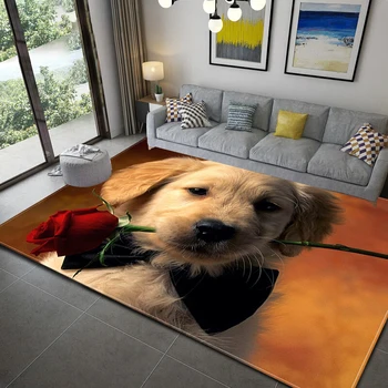 Романтический ковер с собакой, коврики для гостиной с 3D-принтом, нескользящий домашний коврик для входа, дверные коврики, коврик для спальни с милым животным, кухонный коврик для пола