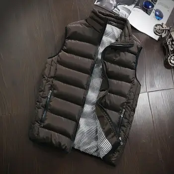Мужская куртка Стильная мужская водонепроницаемая куртка без рукавов, жилет с карманом на молнии, дизайн Теплый, однотонный, готовый к зиме, теплый для зимы