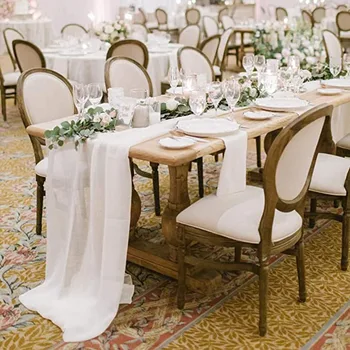 Свадебный стол Деко Марлевая Муслиновая настольная дорожка украшение обеденного стола белая настольная дорожка 60x400cm
