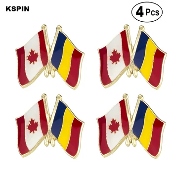Значок с флагом дружбы Канады и Румынии, брошь на лацкане, значки, 4шт.