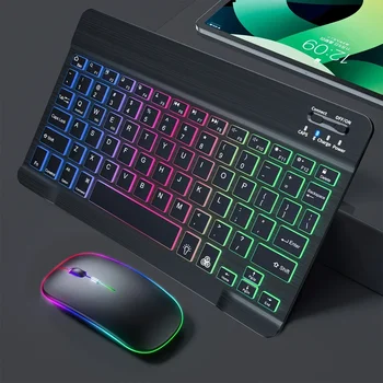 Комплект игровой клавиатуры и мыши Bluetooth Комплект беспроводных мини-клавиатур и мыши с подсветкой для игровых аксессуаров для ПК-геймеров и ноутбуков