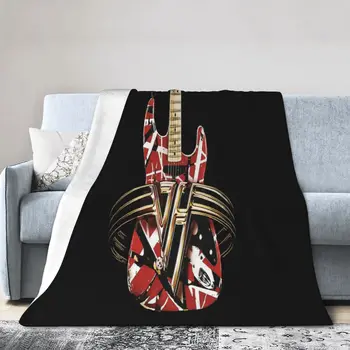 Гитарный концерт Эдди Ван Халена, черное хлопчатобумажное одеяло, кровать в гостиной, двуспальная кровать, флисовое зимнее одеяло, стойкое к загрязнениям, антипригарное
