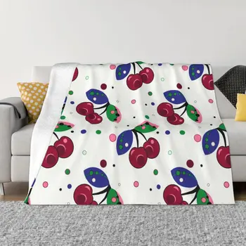 Одеяло в милую клетку с фруктовым рисунком, супер теплые фланелевые пледы с защитой от скатывания для путешествий с роскошным постельным бельем