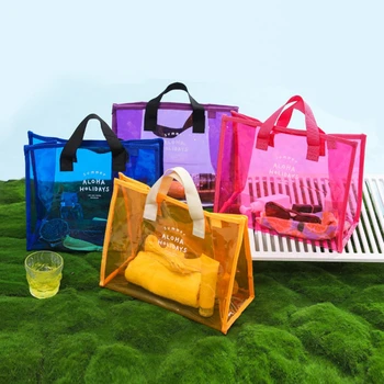 Большая вместительная сумка для плавания из ПВХ, пляжная сумка, переносная одежда, обувь, сумка для хранения, косметичка, Модная прозрачная сумочка
