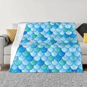 3D-принт с рыбьей текстурой, одеяла из чешуи Русалки, Удобное мягкое фланелевое одеяло Sprint Fish Throw для дивана-кровати на открытом воздухе