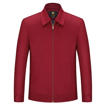 Красная куртка с лацканами Мужская 2021 Весна Осень Повседневная Однотонная Куртка На молнии Для Папы Прямая Мужская Куртка Jaqueta Masculina