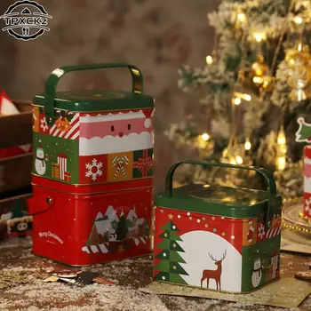 Рождественская коробка конфет, Мини-жестяная коробка, Герметичная банка, Органайзер для ювелирных изделий, Подарочная упаковка, Печенье для выпечки, кейс для домашнего хранения.