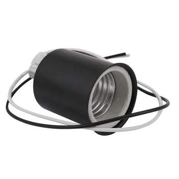 10X E27 Керамическое винтовое основание, круглая светодиодная лампочка, адаптер для розетки, Металлический держатель лампы с проводом, черный