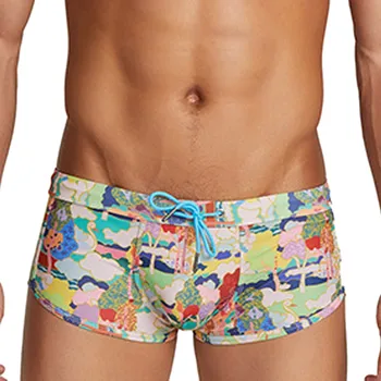 Мужские летние Прохладные Спортивные Быстросохнущие Пляжные шорты с принтом в виде треугольника, Модные Сексуальные плавки