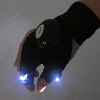 Ночник Водонепроницаемые перчатки для рыбалки со светодиодным фонариком Спасательные Инструменты Уличное снаряжение Велосипедные Практичные Прочные перчатки без пальцев