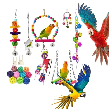 Качели для птиц, игрушка-клетка для попугаев, набор качелей Деревянная лестница для тренировки птиц небольшого размера, набор подставок для попугаев